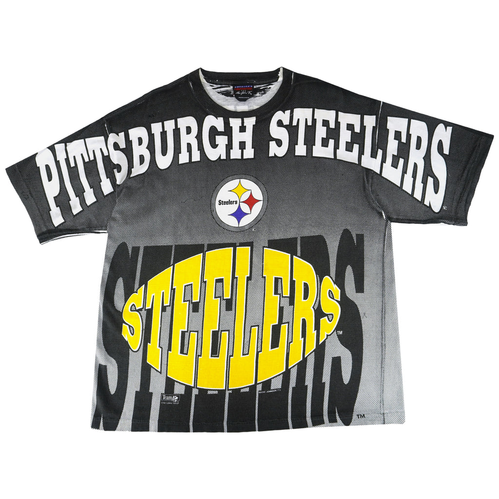 NFL (Magic Johnson Ts) - Pittsburgh Steelers All Over prints T-Shirt 1994 X-Large Vintage Retro Football