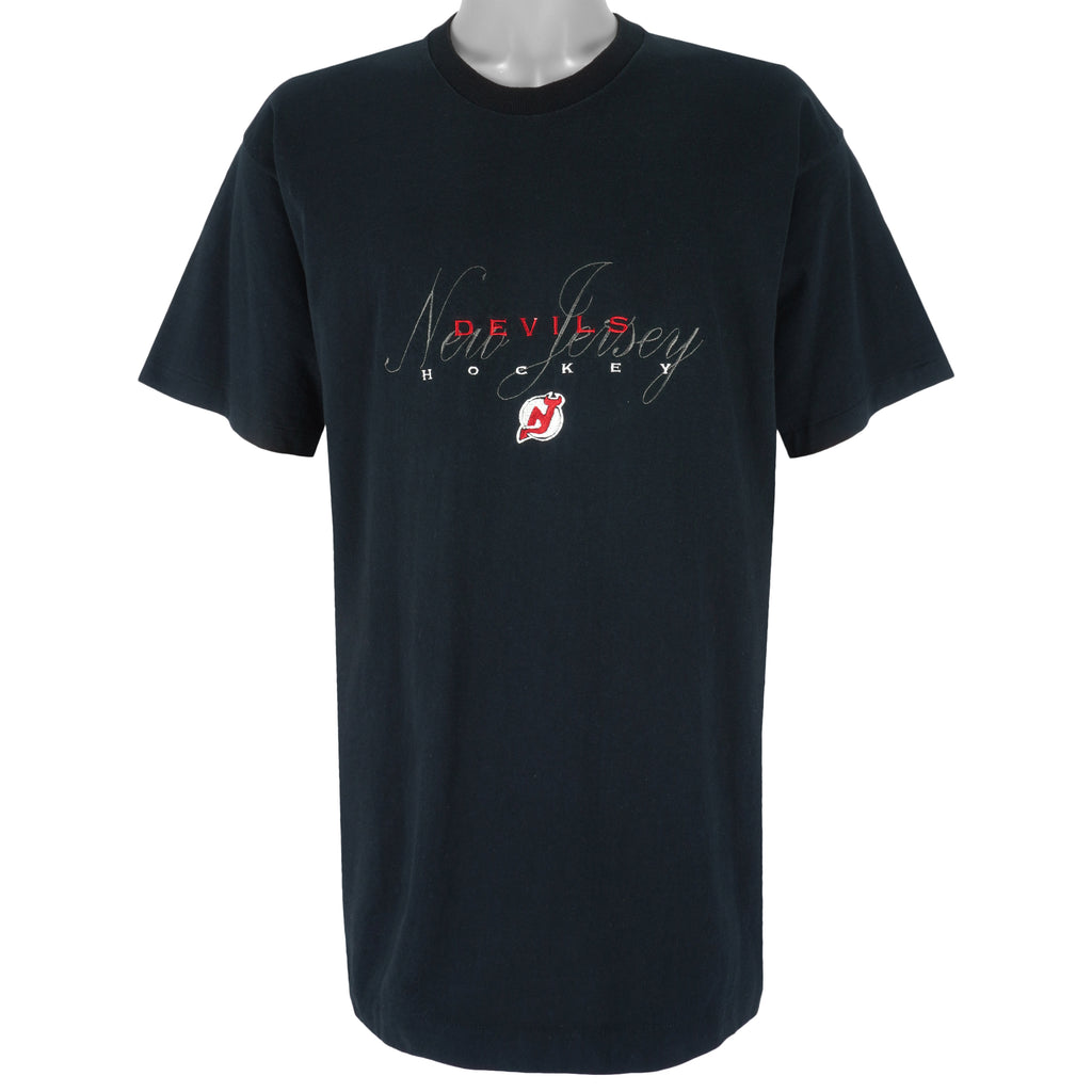 NHL - New Jersey Devils Embroidered Single Stitch T-Shirt 1990s X-Large Vintage Retro Hockey