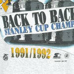 Starter - Pittsburgh Penguins Back to Back Champions T-Shirt 1992 Medium Vintage Retro Hockey