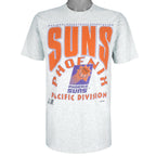 NBA (Artex) - Grey Phoenix Suns Pacific Division T-Shirt 1990s Large Vintage Retro Basketball