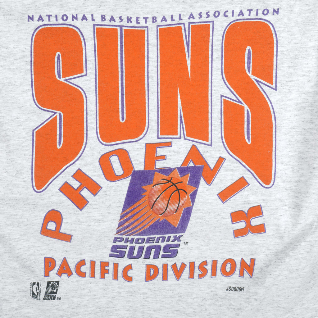 NBA (Artex) - Grey Phoenix Suns Pacific Division T-Shirt 1990s Large Vintage Retro Basketball