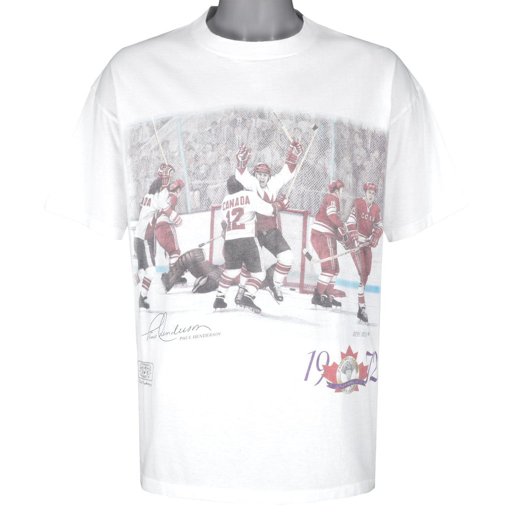 Vintage (Hanes) - Team Canada Paul Henderson Summit Series Anniversary T-Shirt 1990s X-Large Vintage Retro Hockey