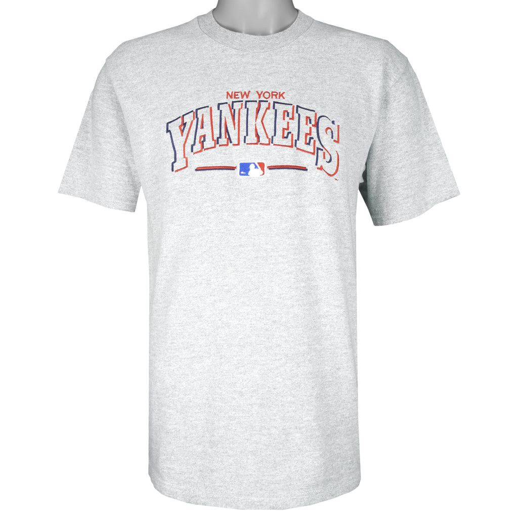 Champion - New York Yankees Embroidered Single Stitch T-Shirt 1990s Large Vintage Retro Baseball