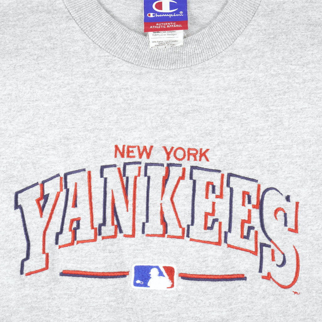 Champion - New York Yankees Embroidered Single Stitch T-Shirt 1990s Large Vintage Retro Baseball