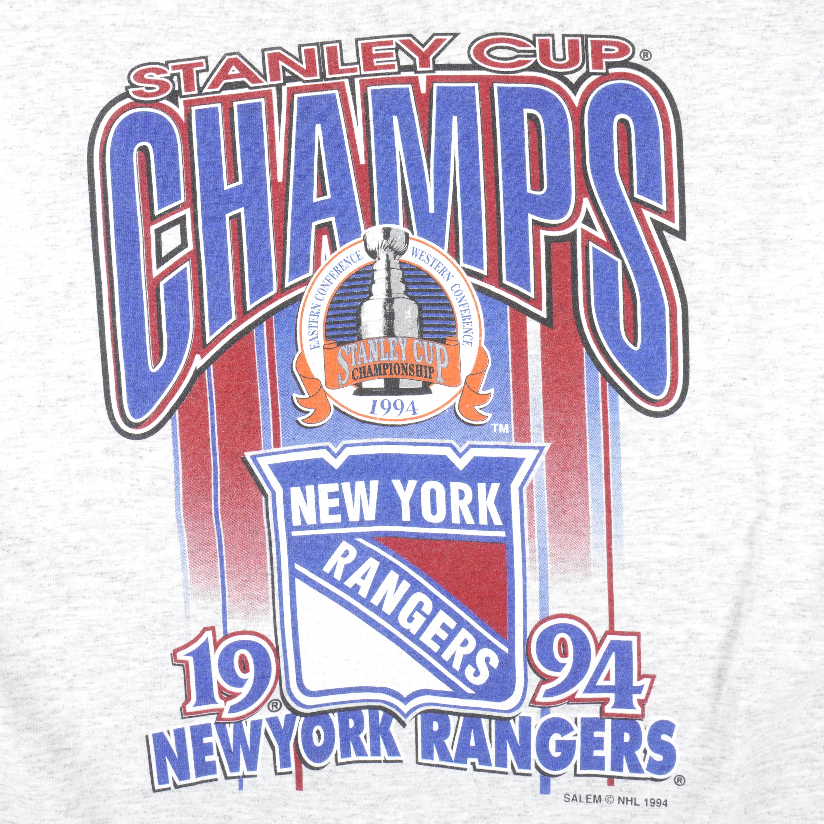 NHL (Salem) -  New York Rangers Champions T-Shirt 1994 X-Large Vintage Retro Football