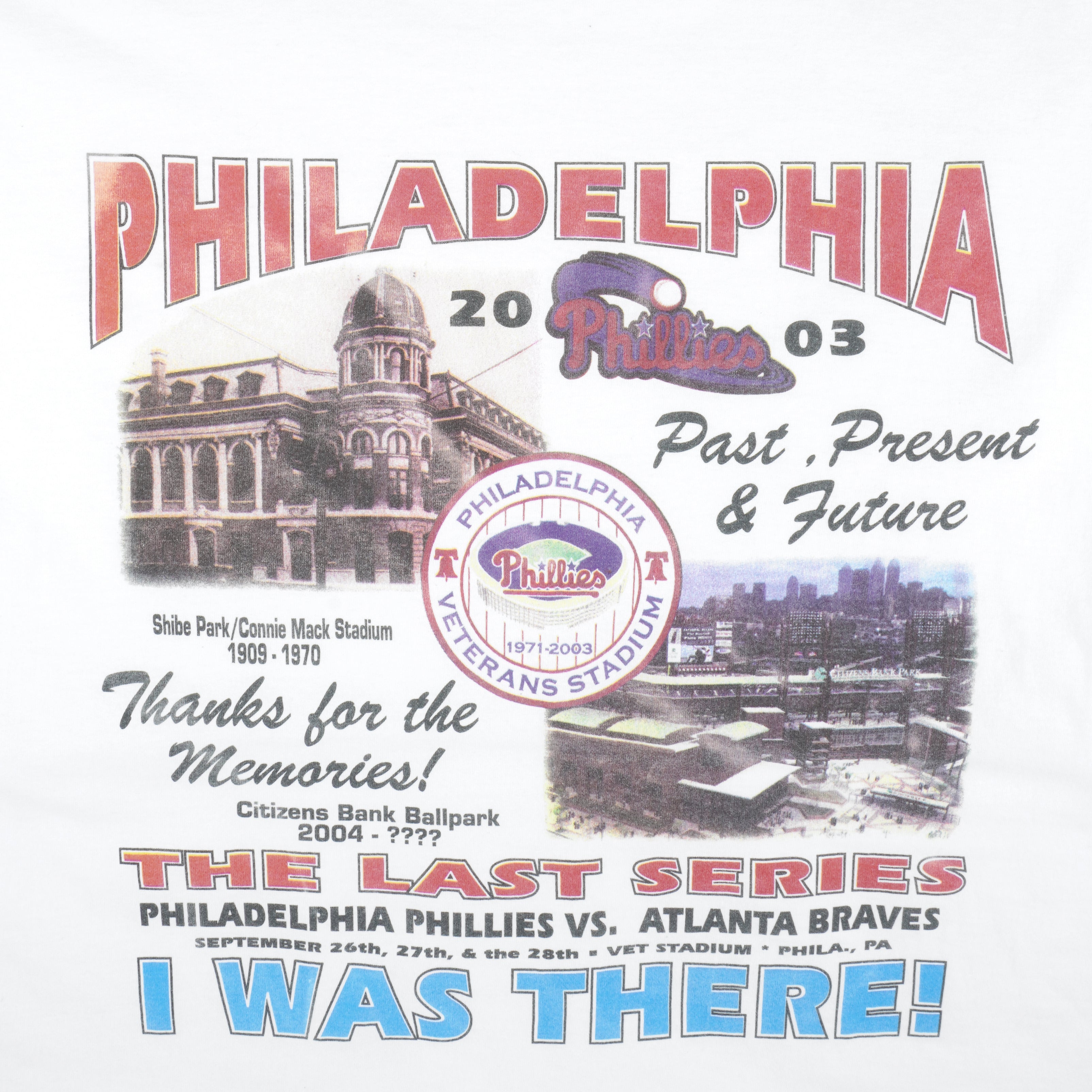 MLB - Philadelphia Veterans Stadium T-Shirt 2003 X-Large Vintage Retro Baseball