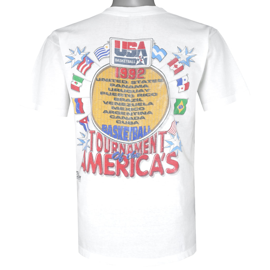 NBA (Salem) - USA Dream Team Basketball Caricature T-Shirt 1991 Medium Vintage Retro Basketball
