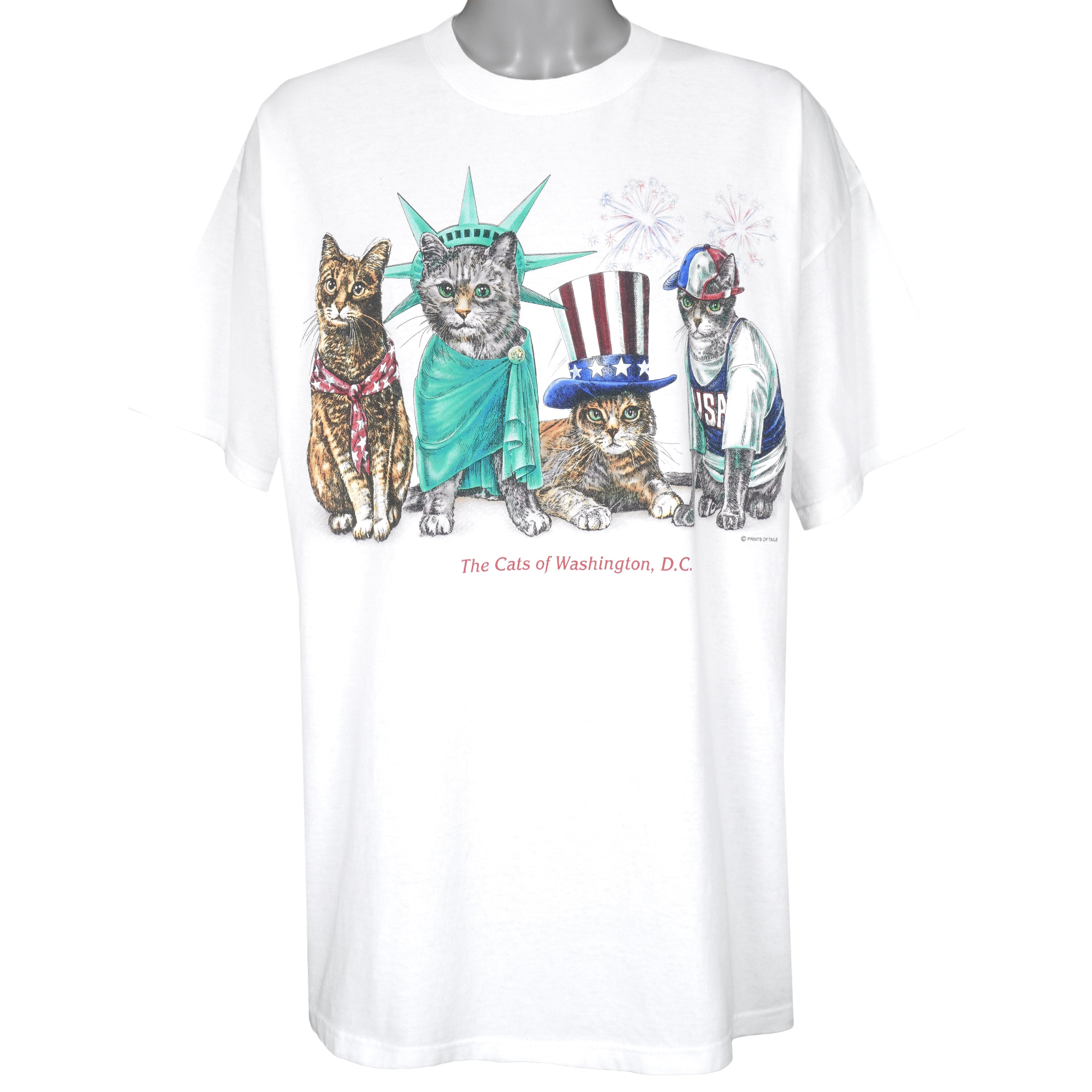 Vintage (Prints of Tails) - The Cats of Washington DC T-Shirt 1990s 2X-Large Vintage Retro
