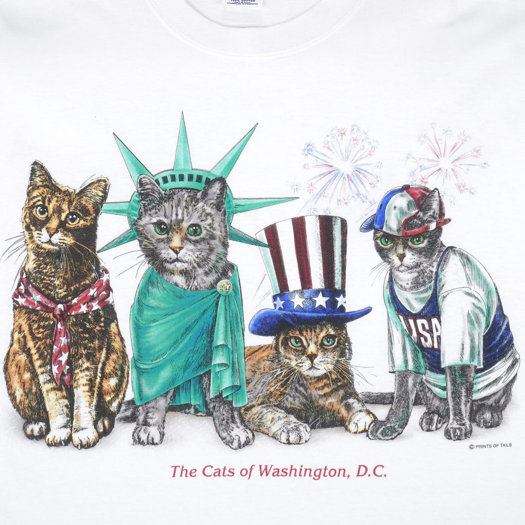 Vintage (Prints of Tails) - The Cats of Washington DC T-Shirt 1990s 2X-Large Vintage Retro