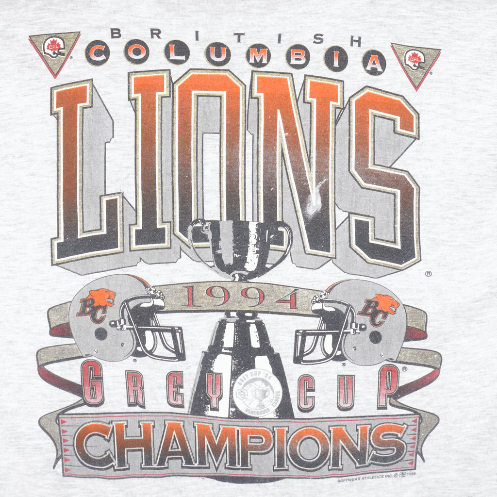 CFL (Softwear) - BC Lions Grey Cup Champions T-Shirt 1994 Medium Vintage Retro Football