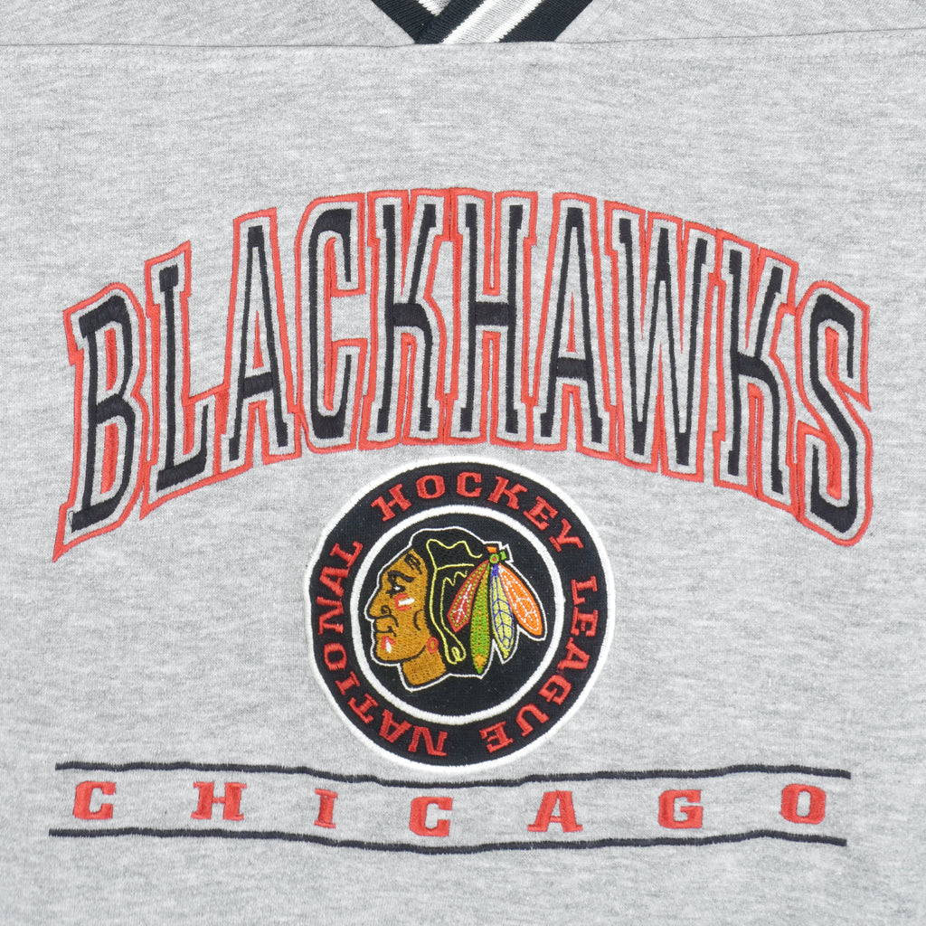 NHL (Lee) - Chicago Blackhawks Embroidered Sweatshirt 1990s Medium Vintage Retro Hockey
