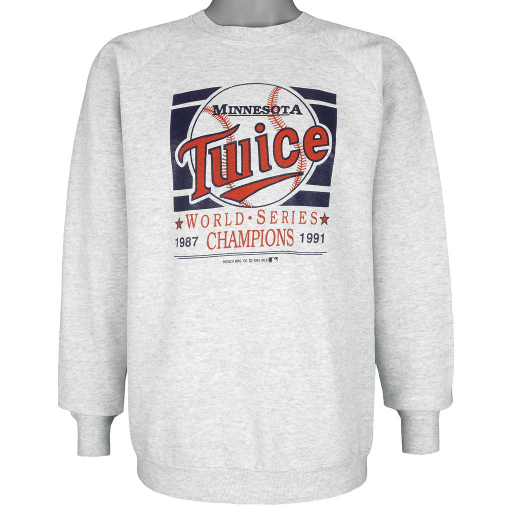 MLB - Minnesota Twice Champs Crew Neck Sweatshirt 1991 X-Large Vintage Retro Baseball