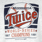 MLB - Minnesota Twice Champs Crew Neck Sweatshirt 1991 X-Large Vintage Retro Baseball