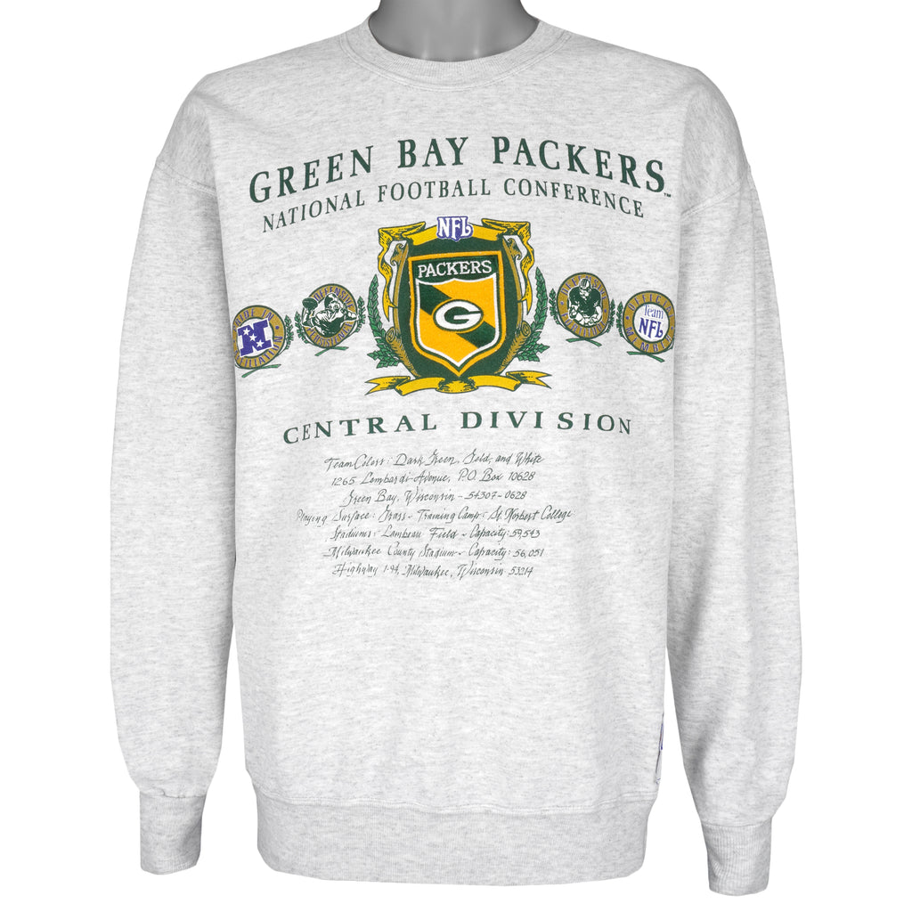 NFL (Nutmeg) - Green Bay Packers Big Logo Crew Neck Sweatshirt 1990s Large Vintage Retro Football