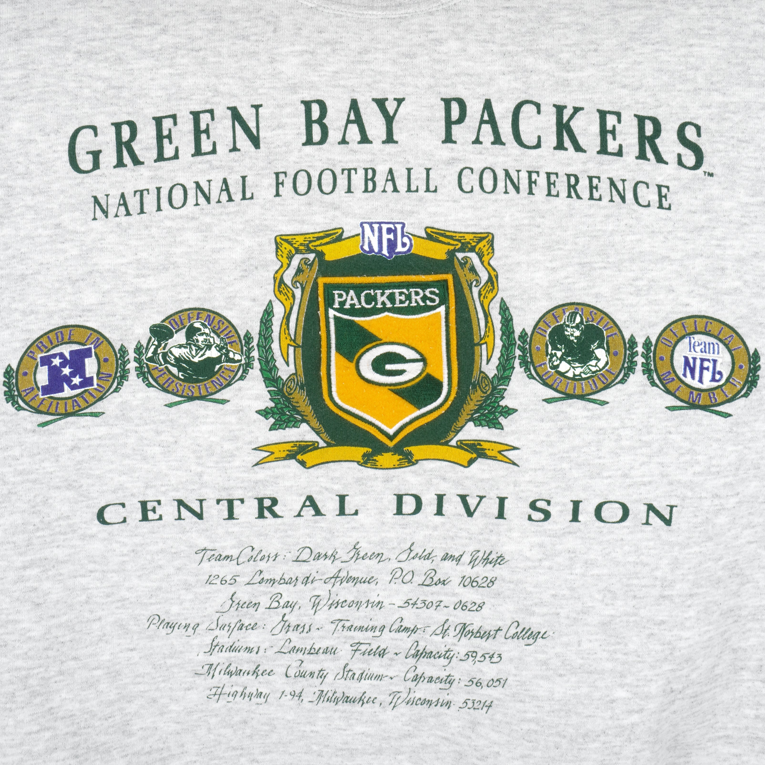 NFL (Nutmeg) - Green Bay Packers Big Logo Crew Neck Sweatshirt 1990s Large Vintage Retro Football