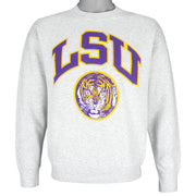 NCAA - LSU Tigers Big Logo Crew Neck Sweatshirt 1990s Medium Vintage Retro College