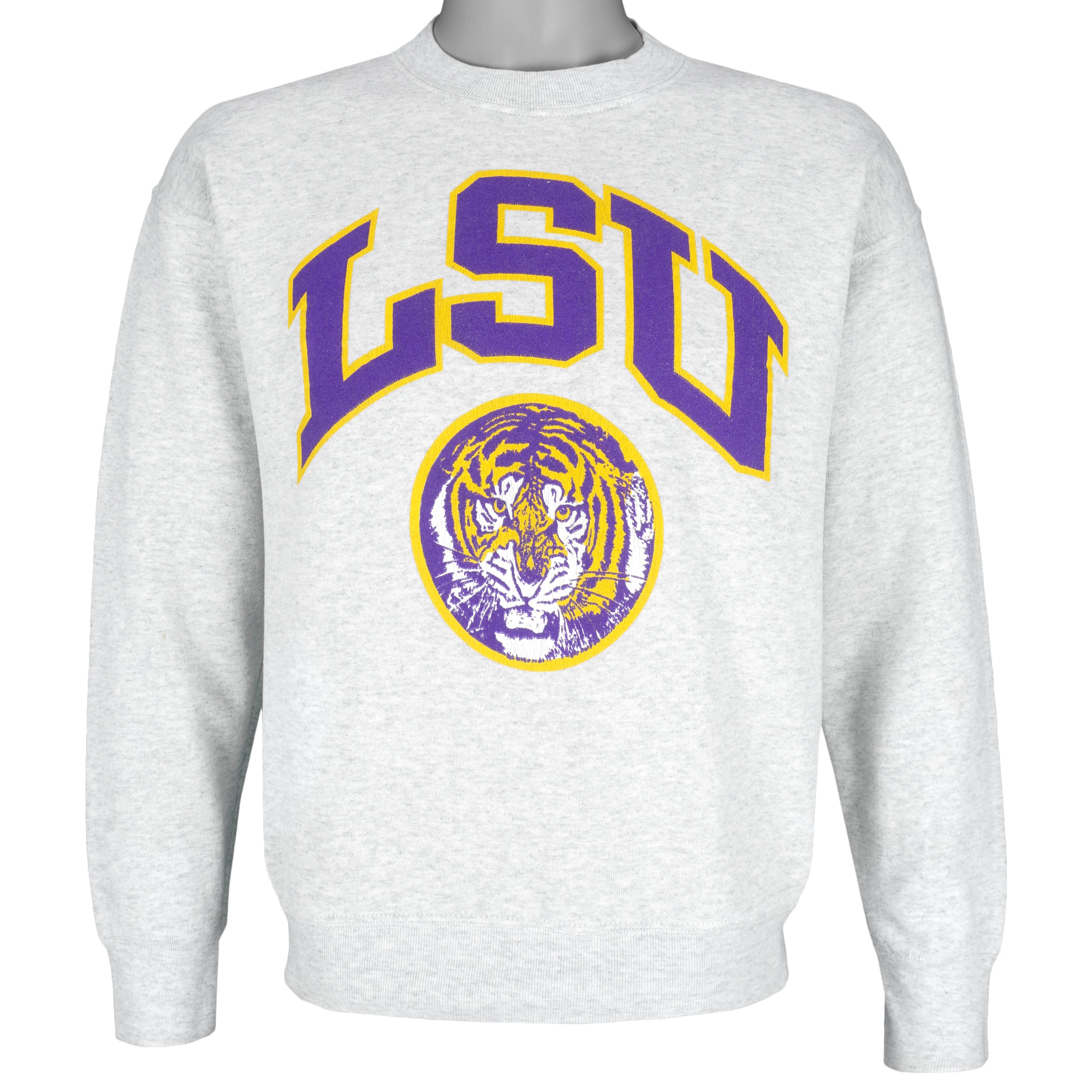 NCAA - LSU Tigers Big Logo Crew Neck Sweatshirt 1990s Medium Vintage Retro College