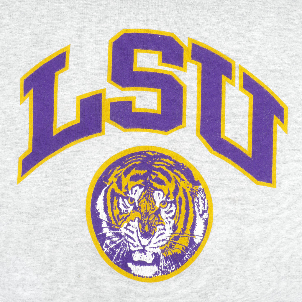 NCAA - LSU Tigers Big Logo Crew Neck Sweatshirt 1990s Medium Vintage Retro College