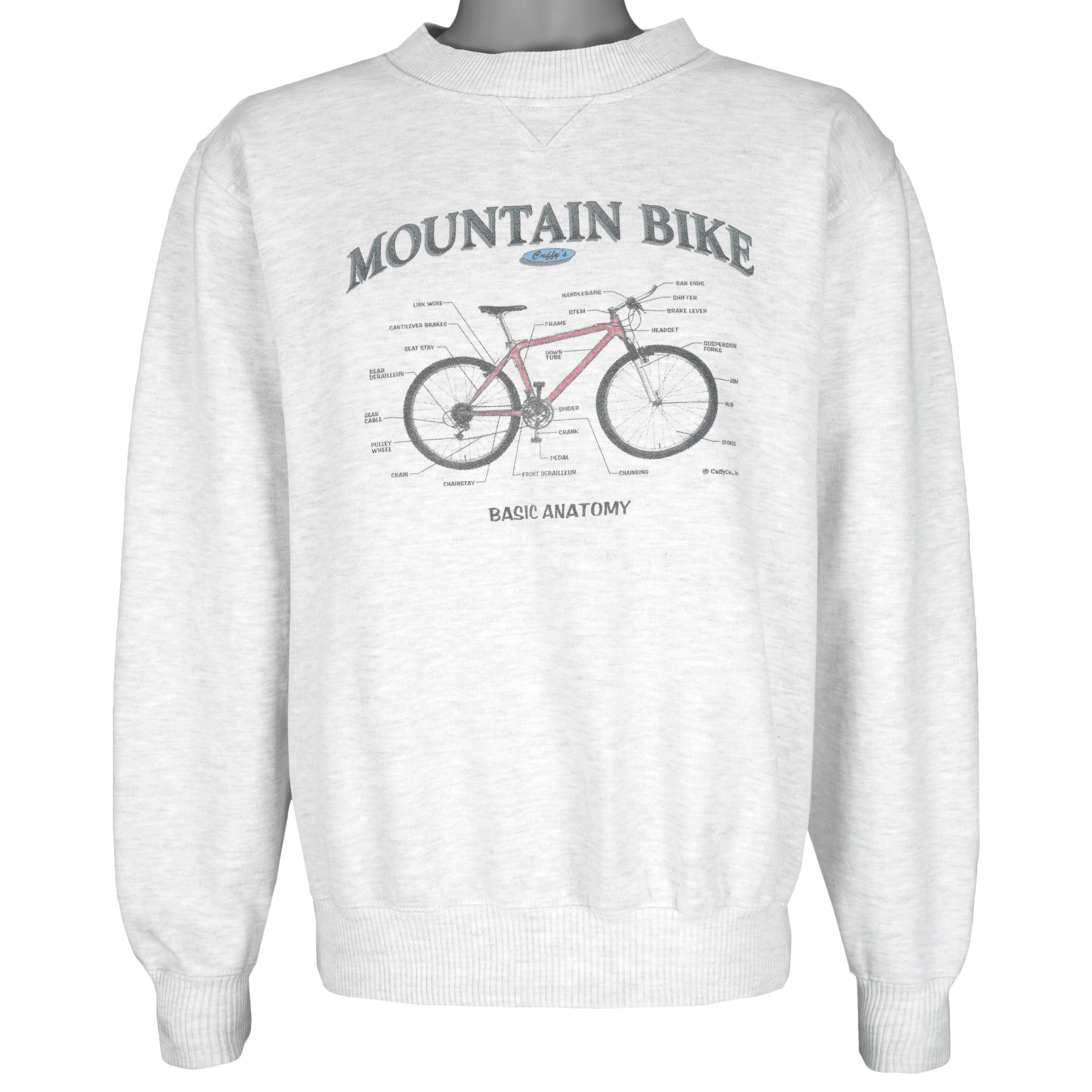 Vintage (Cuffy's) - Mountain Biking Basic Anatomy Craw Neck Sweatshirt 1990s Large Vintage Retro