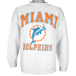 NFL (Logo 7) - Miami Dolphins Big Logo Crew Neck Sweatshirt 1992 Large Vintage Retro Football