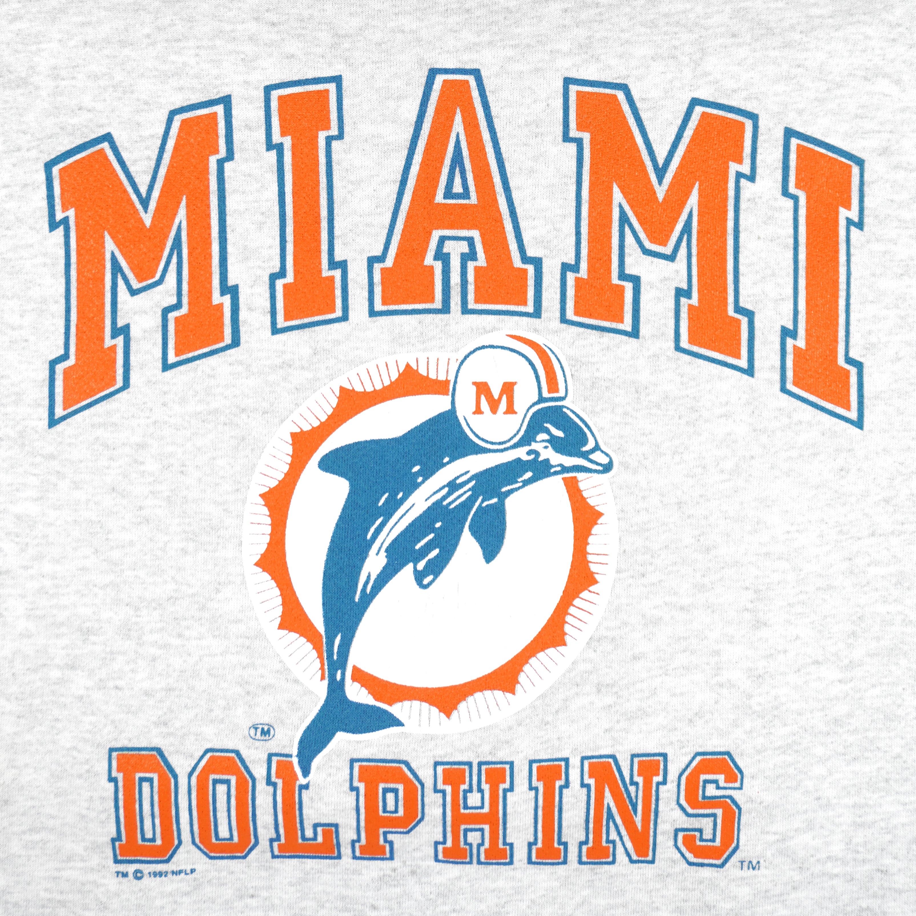 NFL (Logo 7) - Miami Dolphins Big Logo Crew Neck Sweatshirt 1992 Large Vintage Retro Football