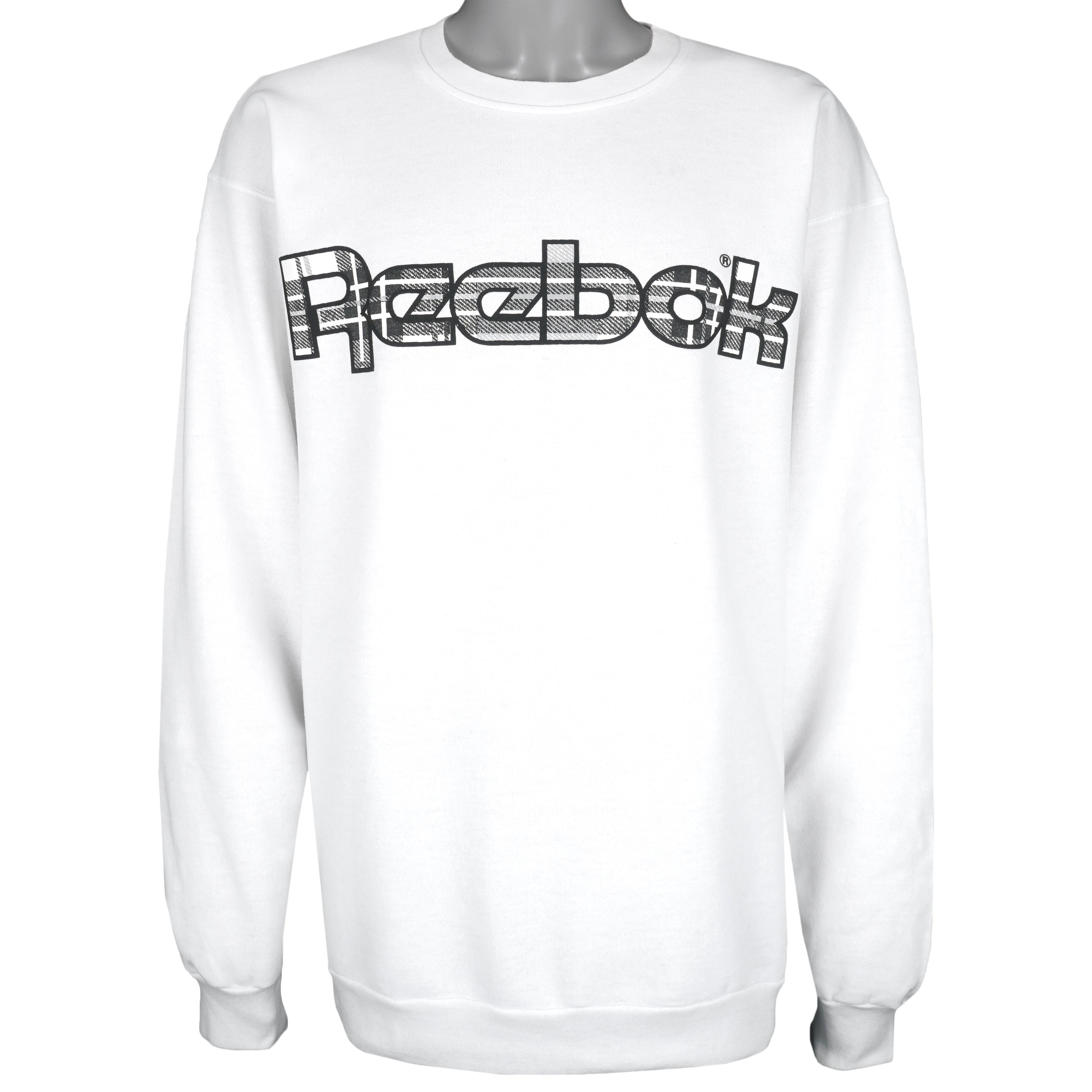 Vintage Reebok - White Classic Spell-Out Crew Neck Sweatshirt 1990s Large – Vintage Clothing