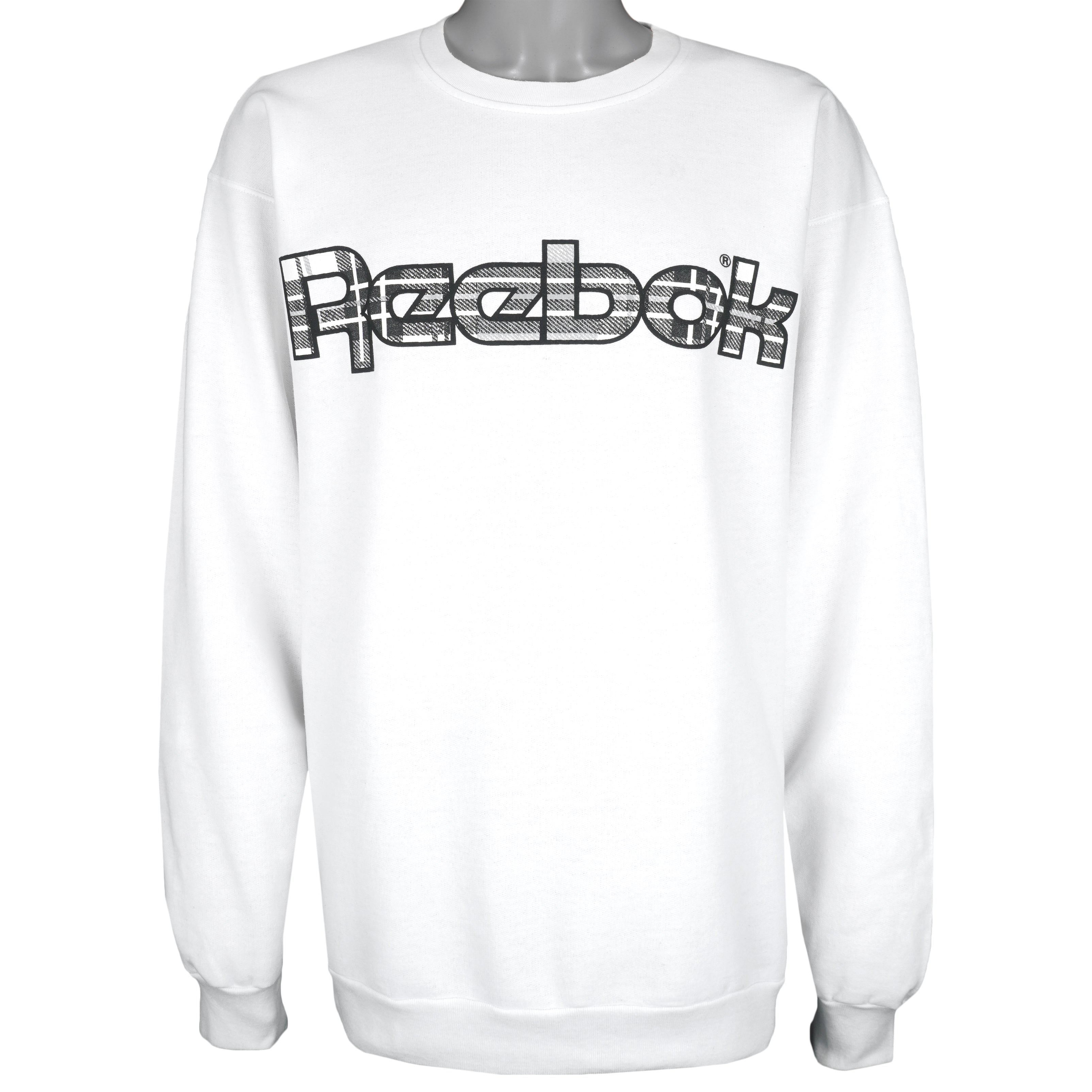 Reebok - White Classic Crew Neck Sweatshirt 1990s Large Vintage Retro