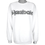 Reebok - White Classic Spell-Out Crew Neck Sweatshirt 1990s Large