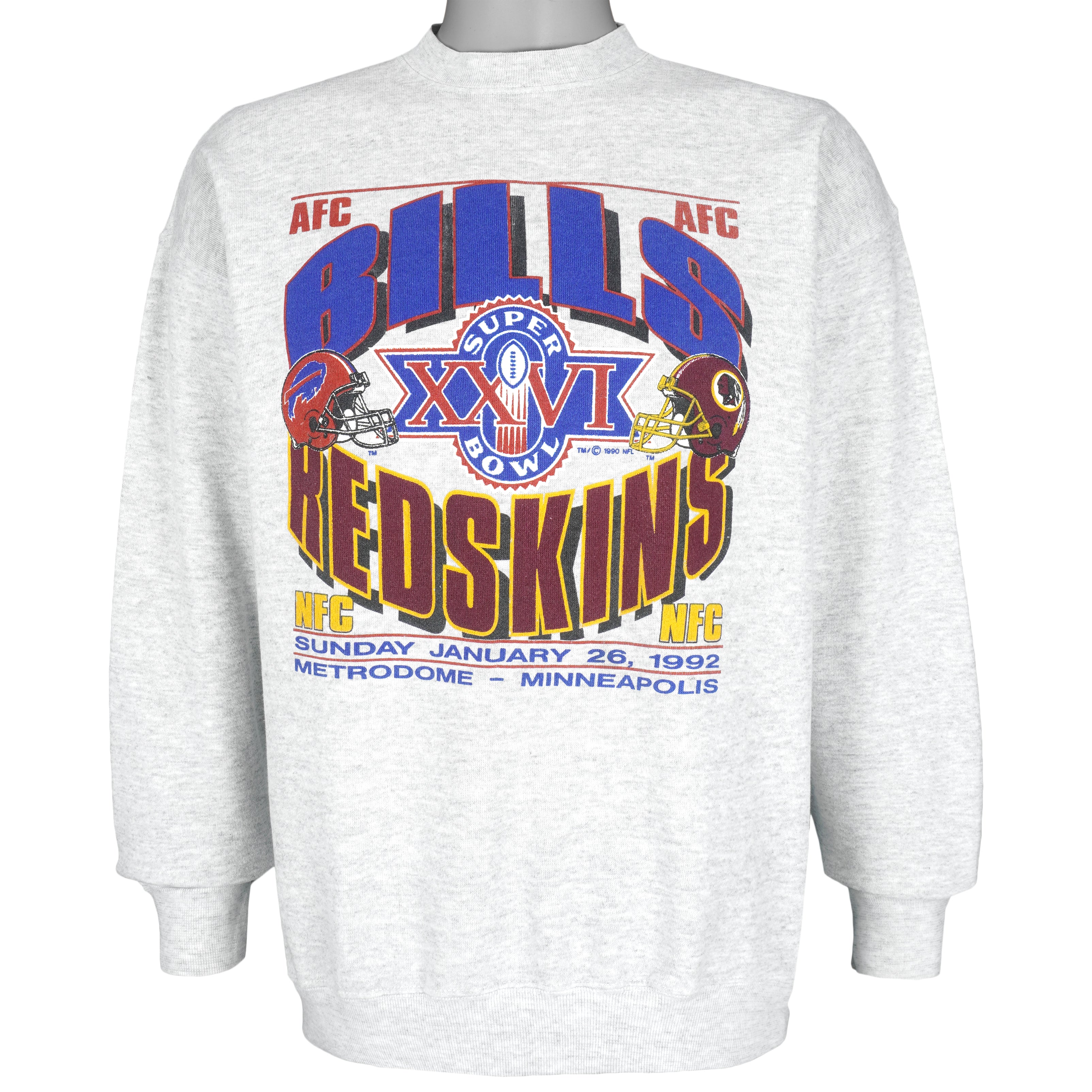 Vintage NFL - Bills VS Redskins Super Bowl 26th Crew Neck