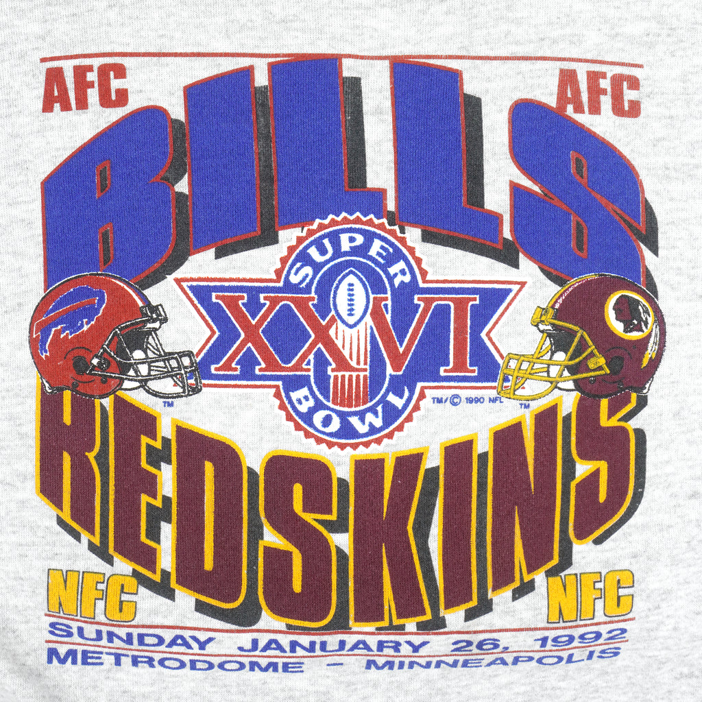 NFL - Bills VS Redskins Super Bowl 26th Crew Neck Sweatshirt 1992 X-Large Vintage Retro Football