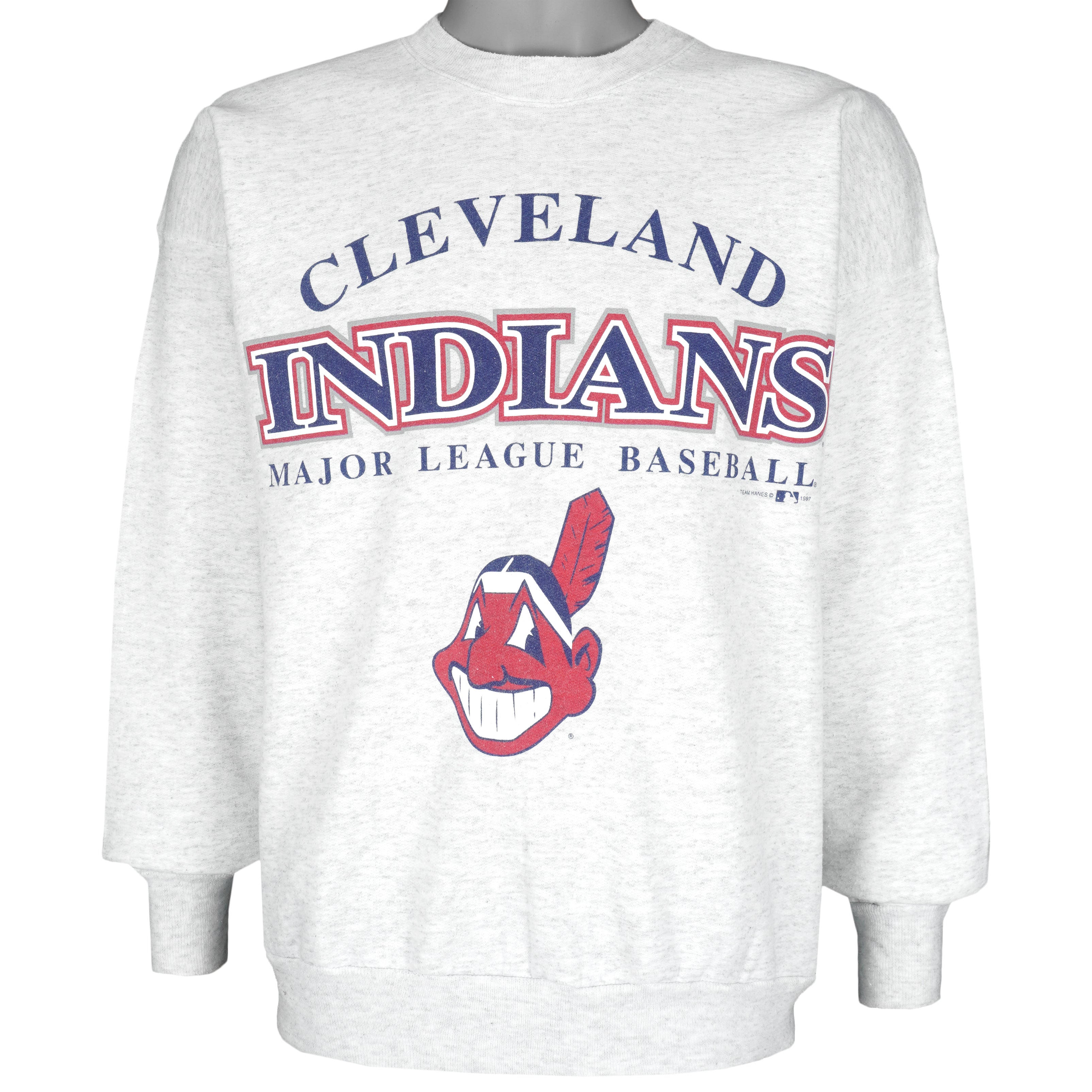 MLB (Hanes) - Cleveland Indians Crew Neck Sweatshirt 1997 Large Vintage Retro Baseball