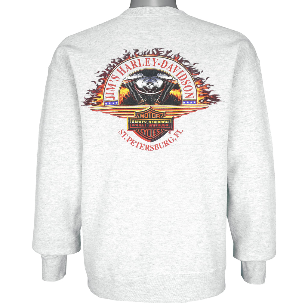 Harley Davidson - Saint Petersburg Crew Neck Sweatshirt 1990s Large Vintage Retro