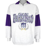Vintage - Grey with Purple San Francisco 1/4 Zip Sweatshirt 1990s Large