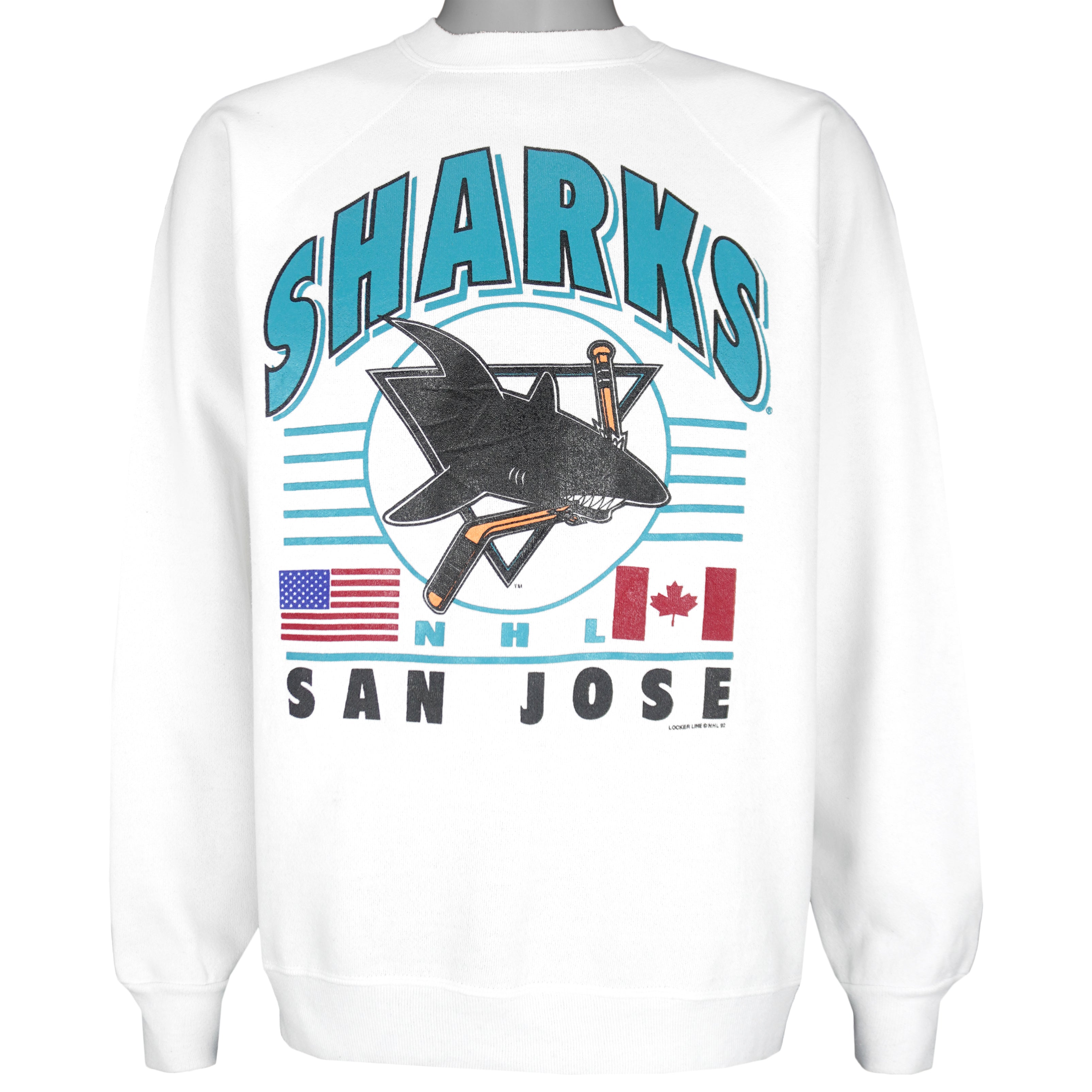NHL (Tultex) - San Jose Sharks Crew Neck Sweatshirt 1992 X-Large Vintage Retro Hockey
