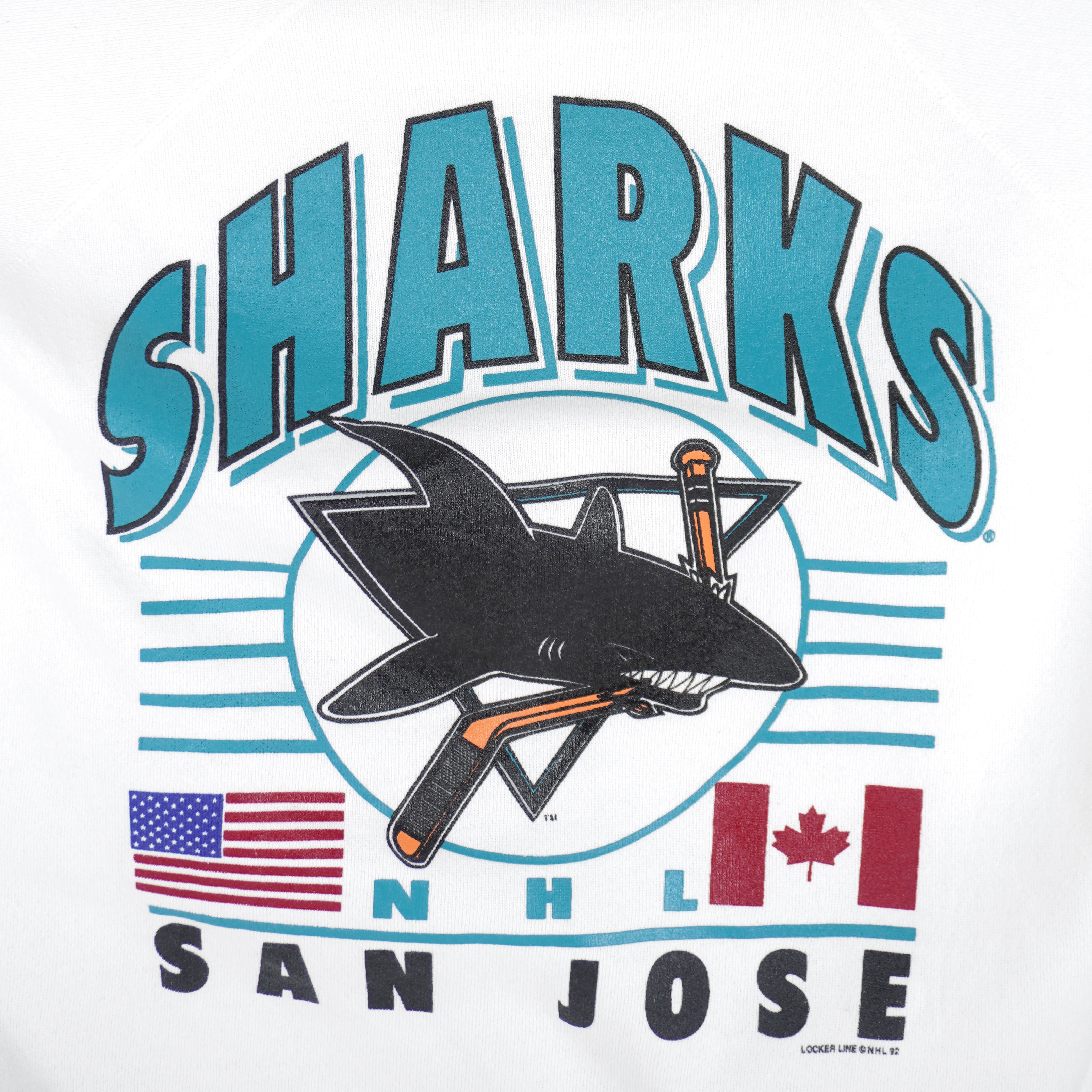 NHL (Tultex) - San Jose Sharks Crew Neck Sweatshirt 1992 X-Large Vintage Retro Hockey
