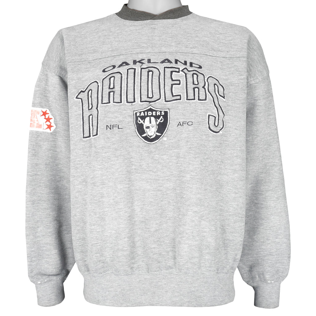 NFL (Lee) - Oakland Raiders Crew Neck Sweatshirt 1990s Large Vintage Retro Football