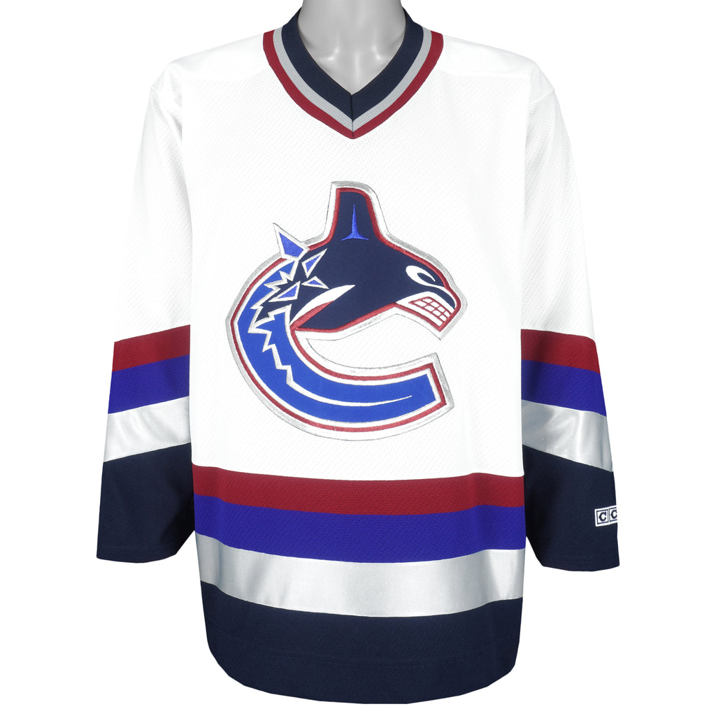 NHL (CCM) - Vancouver Canucks Big Logo Jersey 1990s Medium Vintage Retro Hockey