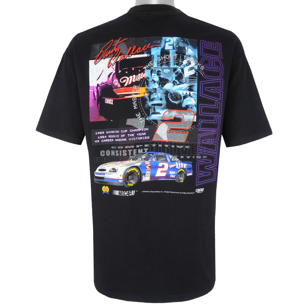 NASCAR (Chase) - Rusty Wallace Miller T-Shirt 1990s Large Vintage Retro