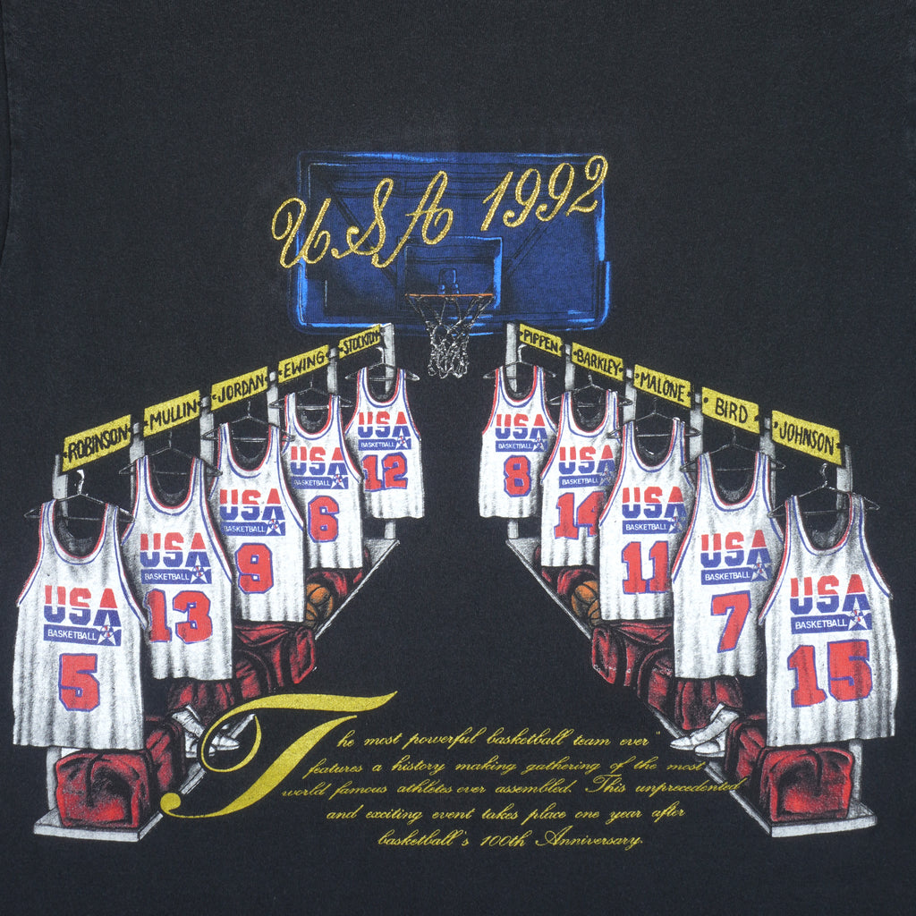 NBA (Nutmeg) - USA Olympic Dream Team Locker Room T-Shirt 1992 Medium Vintage Retro Basketball