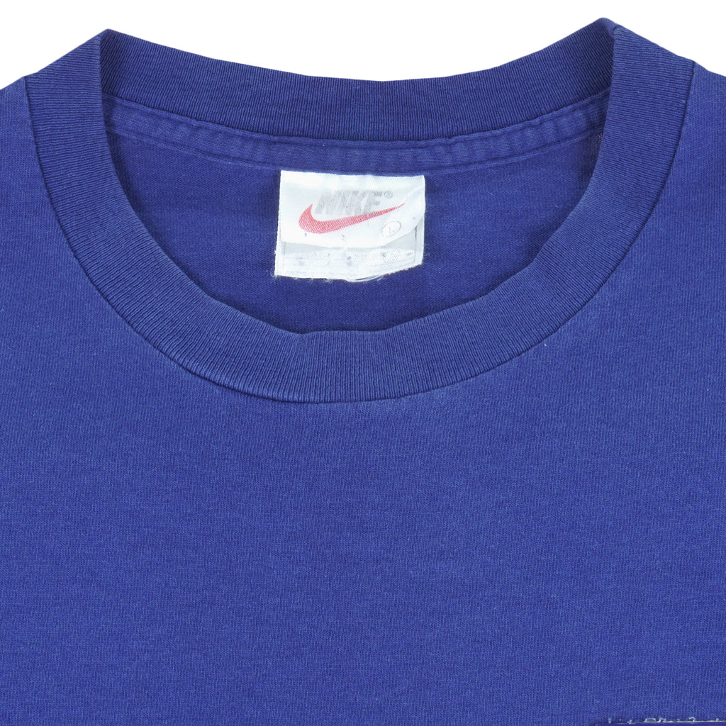 Nike - Blue International Grey Tag T-Shirt 1980s Large Vintage Retro