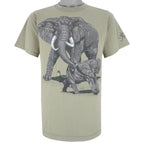 Vintage (Tultex) - Elephant Animal Printed T-Shirt 1990s Large Vintage Retro