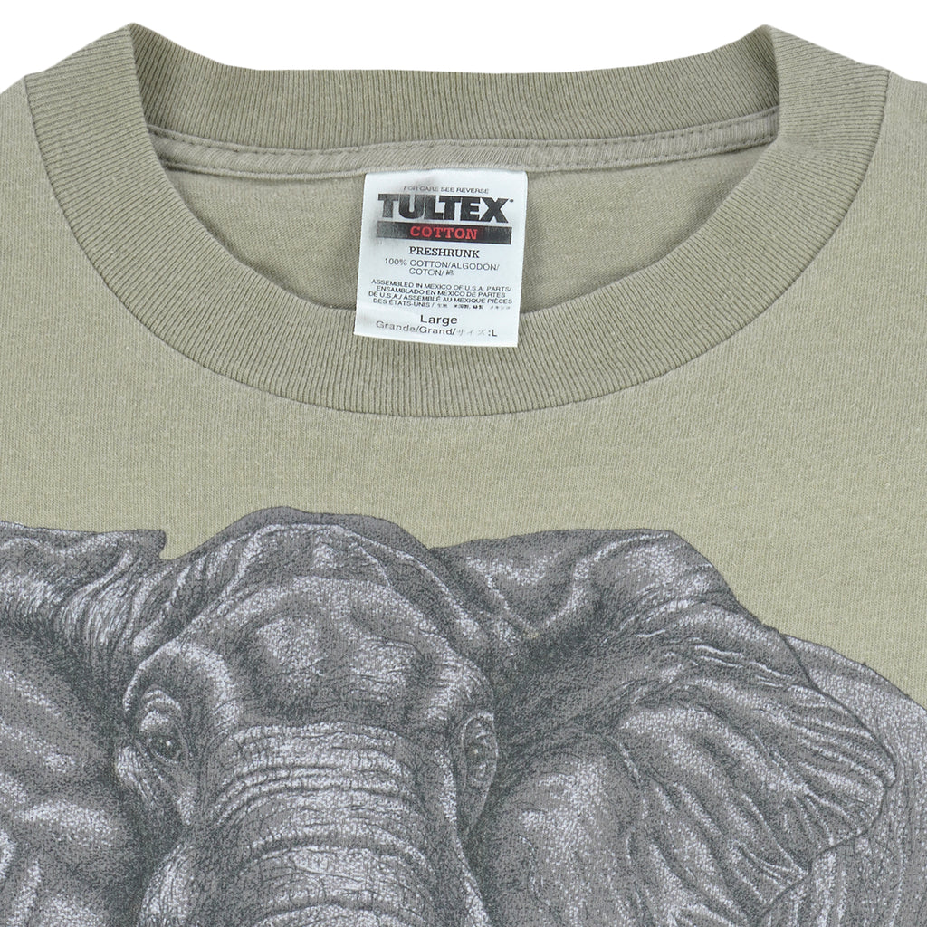 Vintage (Tultex) - Elephant Animal Printed T-Shirt 1990s Large Vintage Retro
