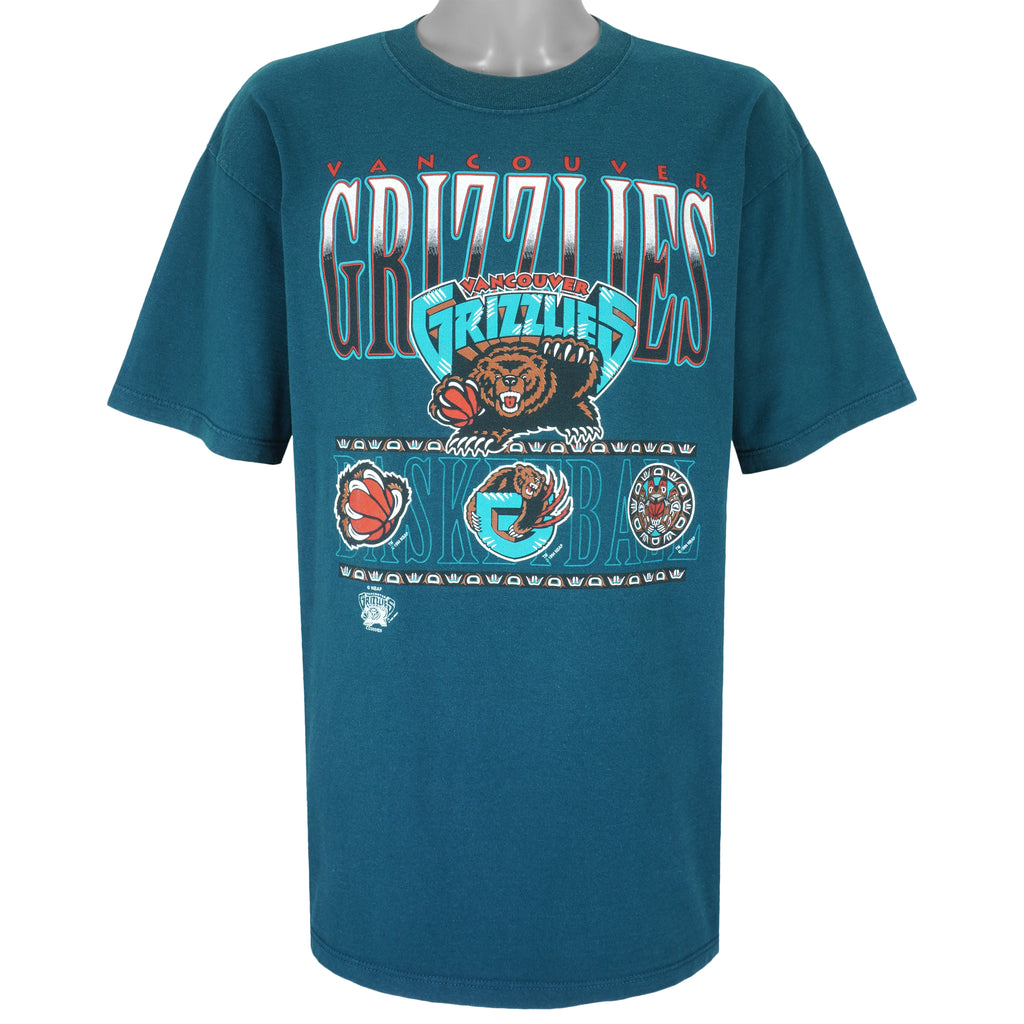 NBA (Waves) - Vancouver Grizzlies Spell-Out T-Shirt 1994 X-Large Vintage Retro Basketball