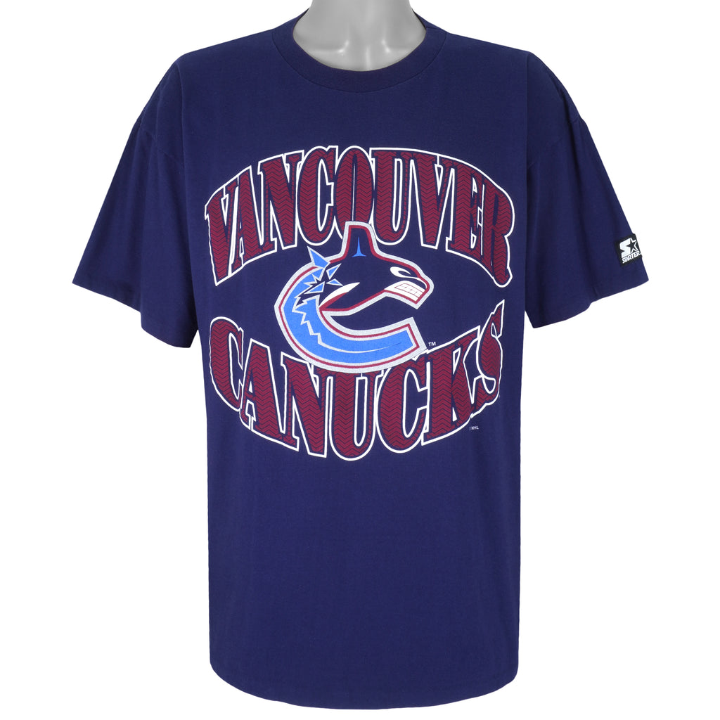 Starter - Vancouver Canucks Big Logo T-Shirt 1990s X-Large Vintage Retro Hockey