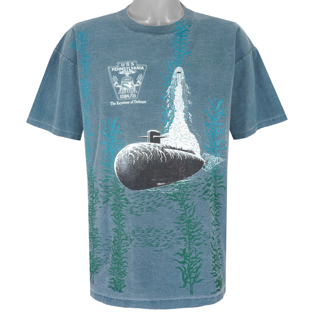 Vintage - USS Pennsylvania SSBN-735 Single Stitch T-Shirt 1990s X-Large Vintage Retro
