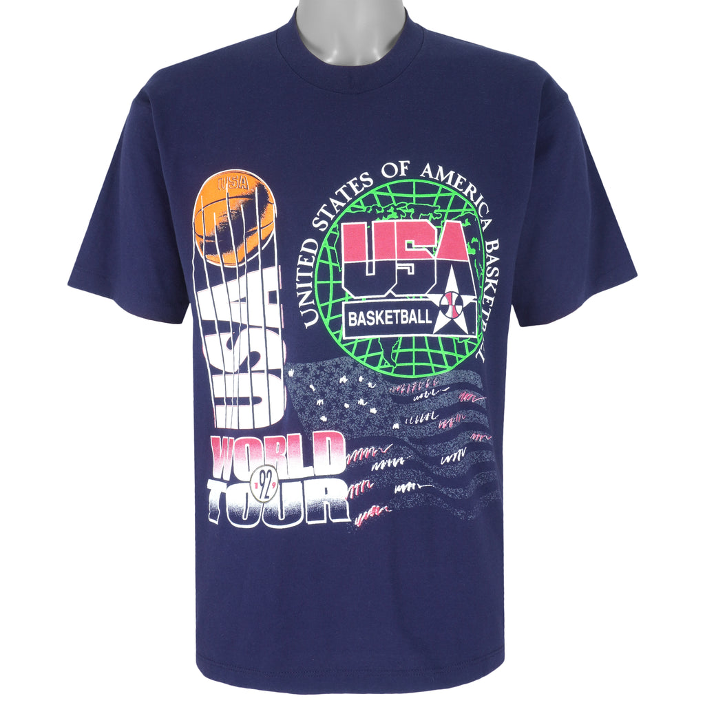 Vintage - USA Basketball Word Tour Single Stitch T-Shirt 1990s X-Large Vintage Retro Basketball