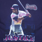MLB (Salem) - Atlanta Braves David Justice Single Stitch T-Shirt 1990s X-Large Vintage Retro Baseball