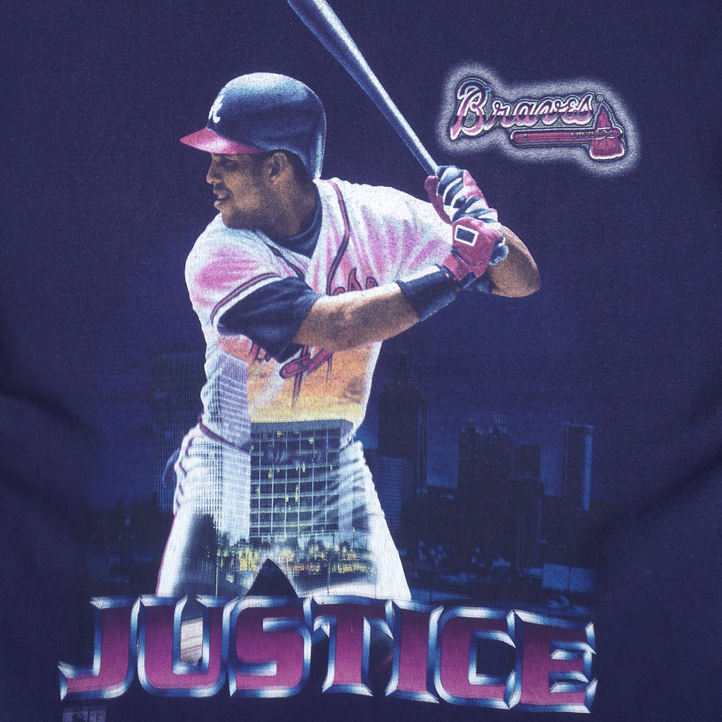MLB (Salem) - Atlanta Braves David Justice Single Stitch T-Shirt 1990s X-Large Vintage Retro Baseball