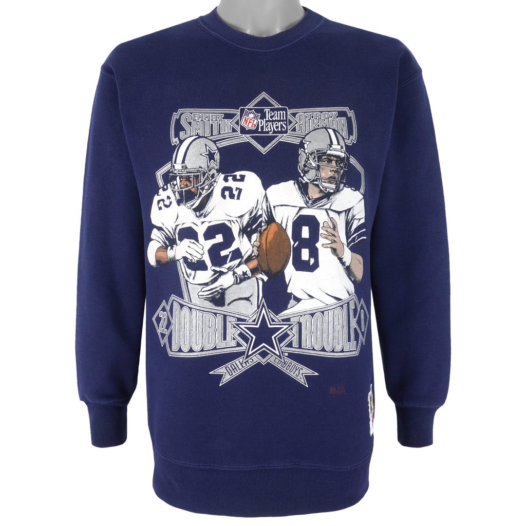 NFL (Nutmeg) - Dallas Cowboys Smith & Aikman Sweatshirt 1990s Medium Vintage Retro Football