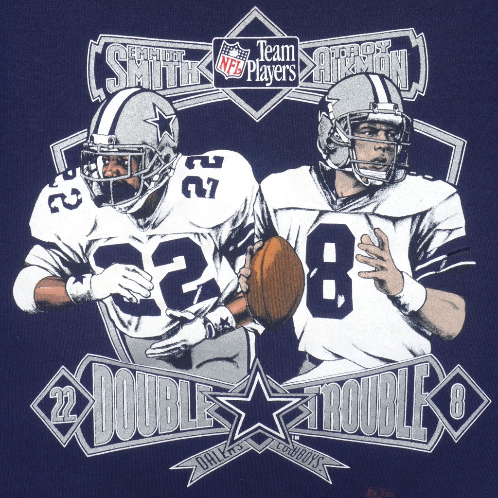 NFL (Nutmeg) - Dallas Cowboys Smith & Aikman Sweatshirt 1990s Medium Vintage Retro Football